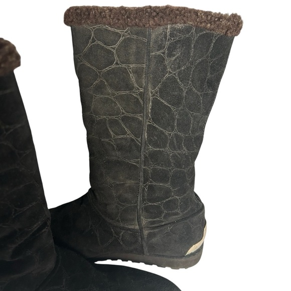 Stuart Weitzman Black Mid Calf Black Suede Pull On Boots Sz 8 - Picture 3 of 13